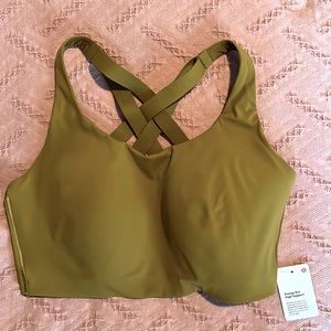 Lululemon Energy Bra - cris cross back, 34DDD. NWT in deep mustard gold.